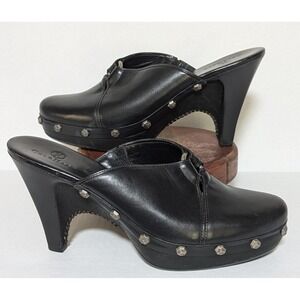 Cole Haan Women's Kenna Clog Black Leather Studded Mules Size 8